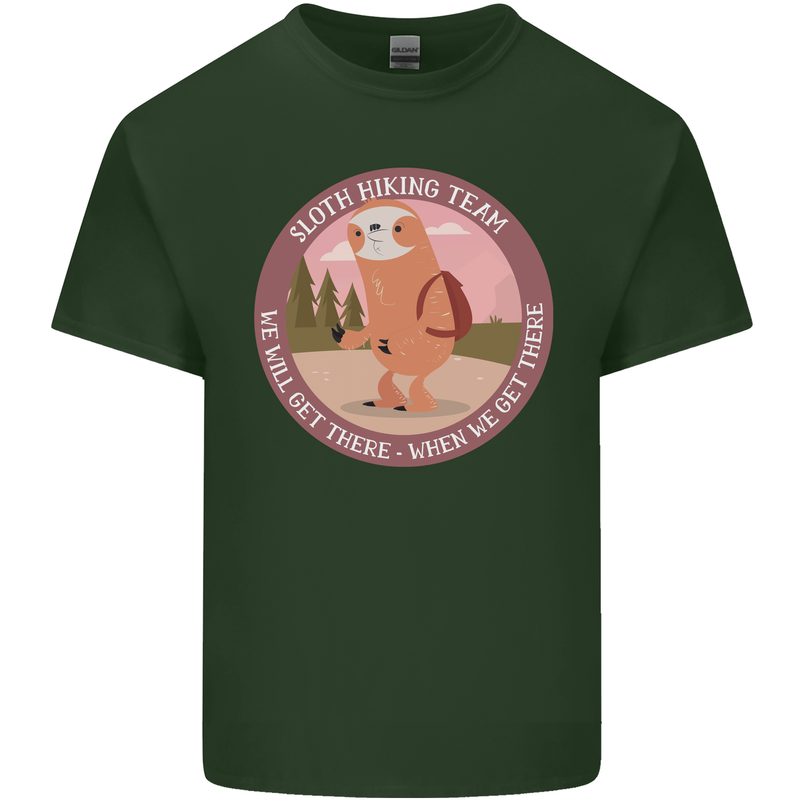 Sloth Hiking Team Funny Trekking Walking Mens Cotton T-Shirt Tee Top Forest Green