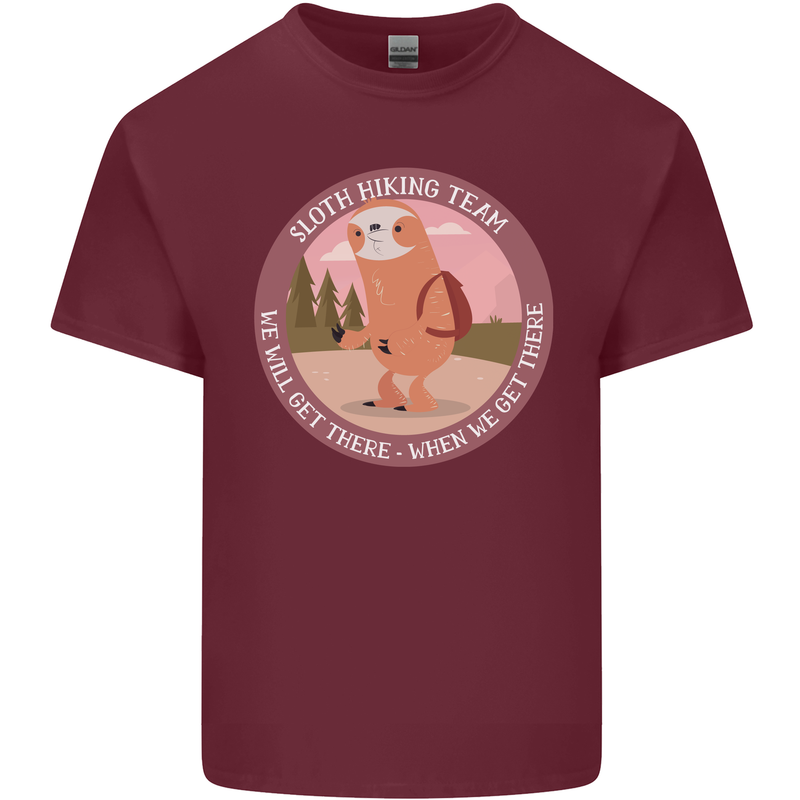 Sloth Hiking Team Funny Trekking Walking Mens Cotton T-Shirt Tee Top Maroon