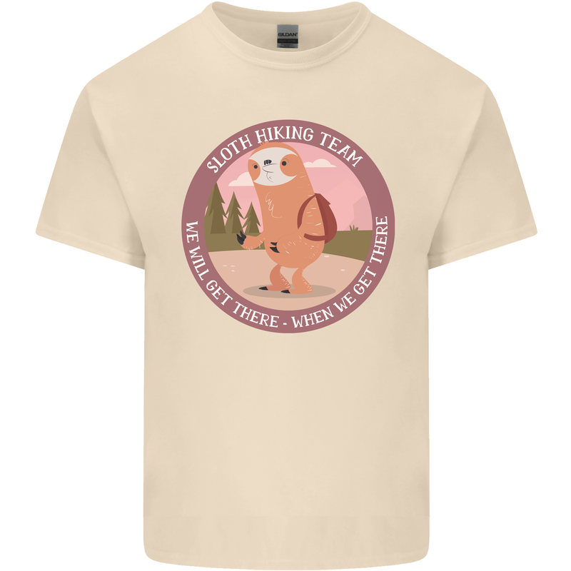 Sloth Hiking Team Funny Trekking Walking Mens Cotton T-Shirt Tee Top Natural