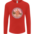 Sloth Hiking Team Funny Trekking Walking Mens Long Sleeve T-Shirt Red