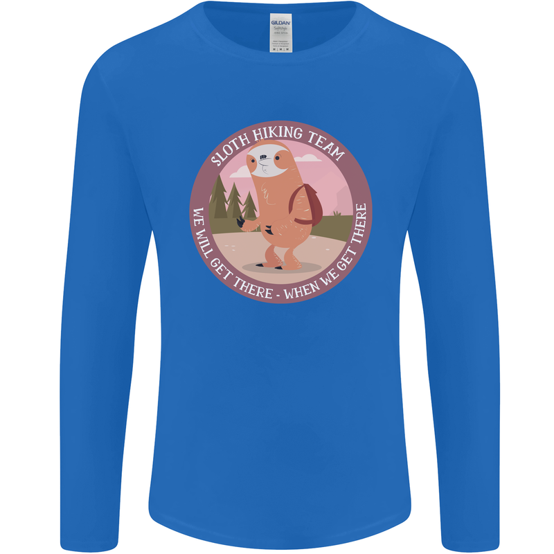 Sloth Hiking Team Funny Trekking Walking Mens Long Sleeve T-Shirt Royal Blue