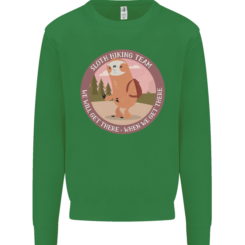 Sloth Hiking Team Funny Trekking Walking Mens Sweatshirt Jumper Irish Green