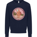 Sloth Hiking Team Funny Trekking Walking Mens Sweatshirt Jumper Navy Blue