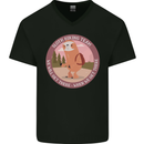 Sloth Hiking Team Funny Trekking Walking Mens V-Neck Cotton T-Shirt Black