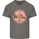 Sloth Hiking Team Funny Trekking Walking Mens V-Neck Cotton T-Shirt Charcoal