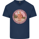 Sloth Hiking Team Funny Trekking Walking Mens V-Neck Cotton T-Shirt Navy Blue