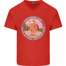 Sloth Hiking Team Funny Trekking Walking Mens V-Neck Cotton T-Shirt Red
