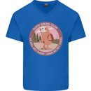 Sloth Hiking Team Funny Trekking Walking Mens V-Neck Cotton T-Shirt Royal Blue
