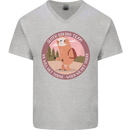 Sloth Hiking Team Funny Trekking Walking Mens V-Neck Cotton T-Shirt Sports Grey