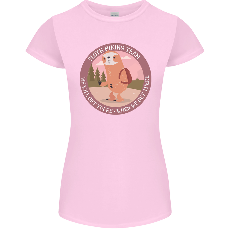 Sloth Hiking Team Funny Trekking Walking Womens Petite Cut T-Shirt Light Pink