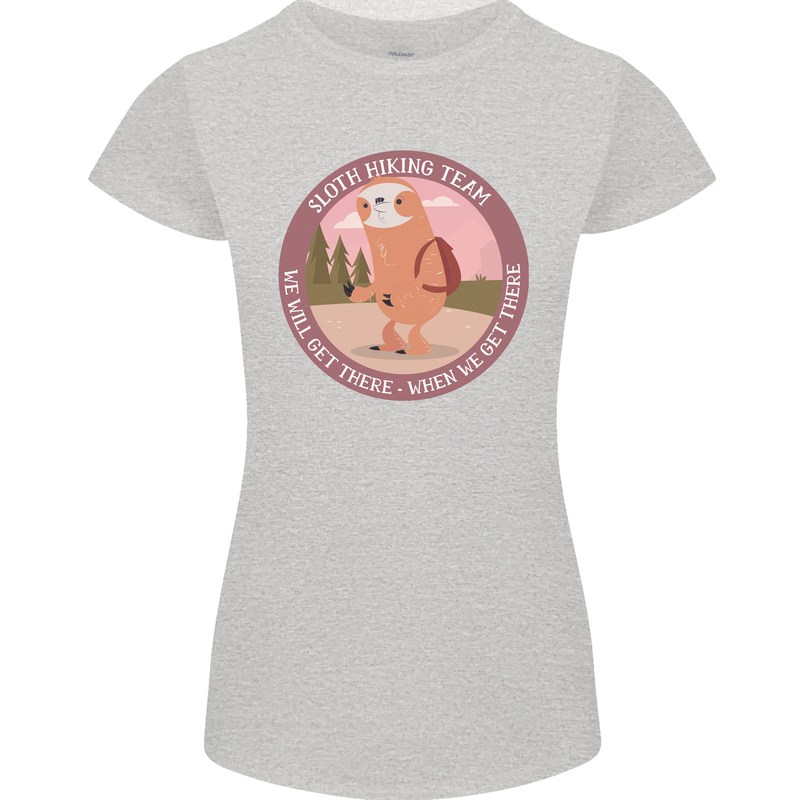 Sloth Hiking Team Funny Trekking Walking Womens Petite Cut T-Shirt Sports Grey