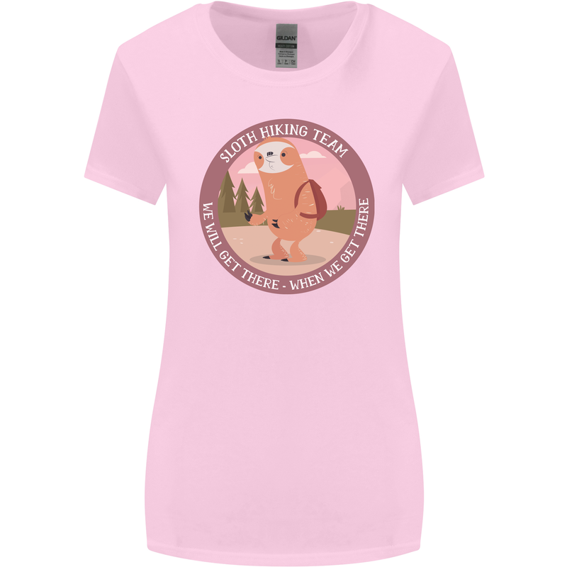 Sloth Hiking Team Funny Trekking Walking Womens Wider Cut T-Shirt Light Pink