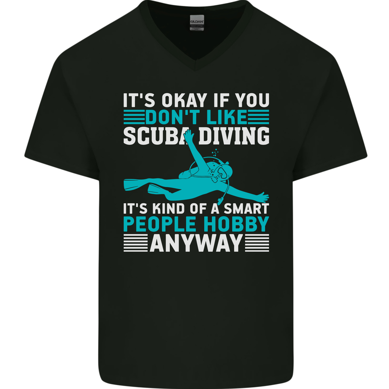 Smart People Hobbie Funny Scuba Diving Diver Mens V-Neck Cotton T-Shirt Black