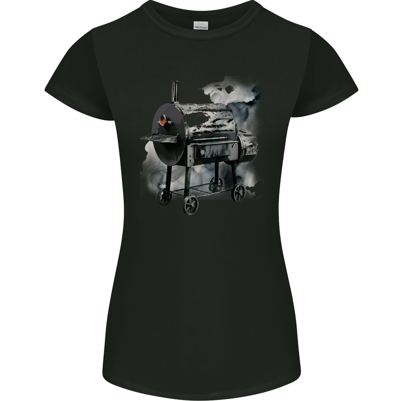 Smokey BBQ Grill Womens Petite Cut T-Shirt Black