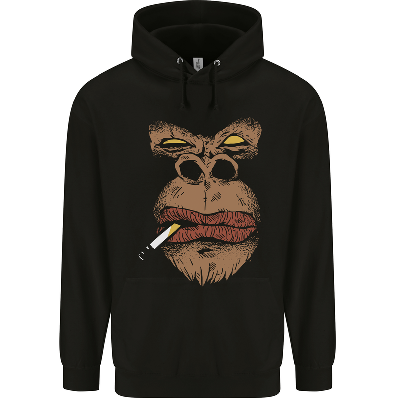 Smoking Gorilla Mens 80% Cotton Hoodie Black