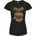 Smoking Gorilla Womens Petite Cut T-Shirt Black