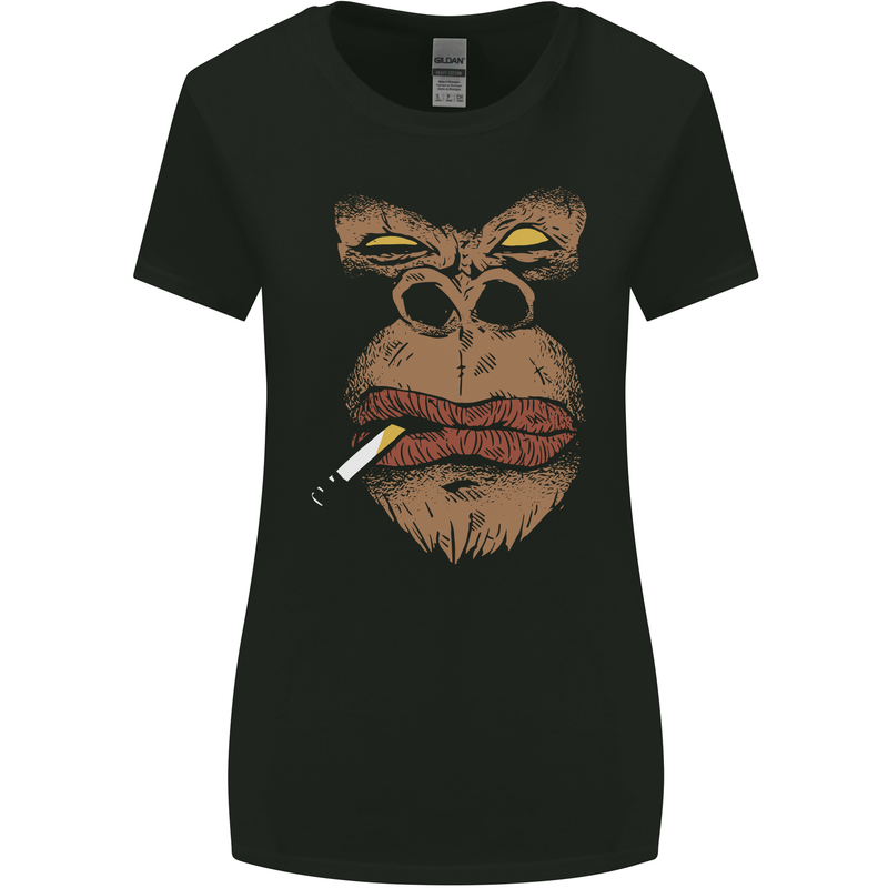 Smoking Gorilla Womens Wider Cut T-Shirt Black