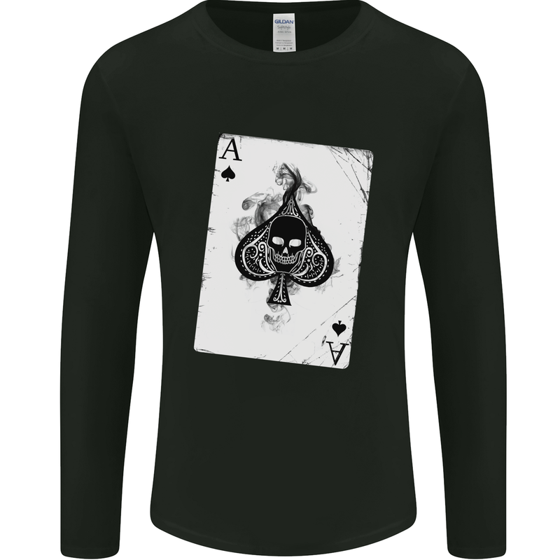 Smokinig Ace of Spades Skull Biker Heay Metal Mens Long Sleeve T-Shirt Black