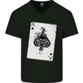 Smokinig Ace of Spades Skull Biker Heay Metal Mens V-Neck Cotton T-Shirt Black