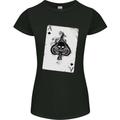 Smokinig Ace of Spades Skull Biker Heay Metal Womens Petite Cut T-Shirt Black