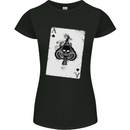 Smokinig Ace of Spades Skull Biker Heay Metal Womens Petite Cut T-Shirt Black