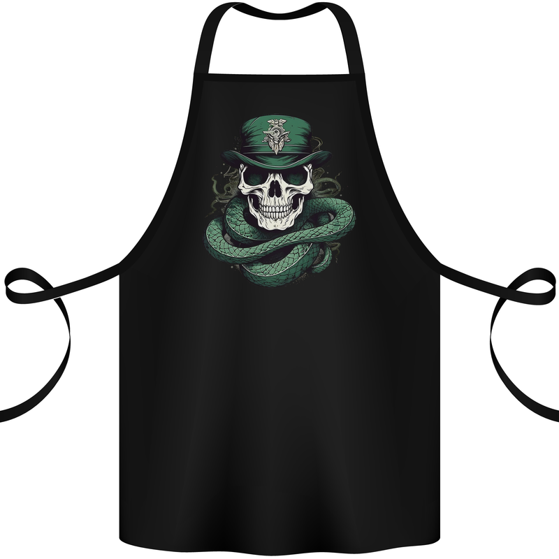 Snake Skull St Patricks Day Cotton Apron 100% Organic Black