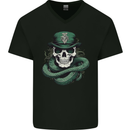Snake Skull St Patricks Day Mens V-Neck Cotton T-Shirt Black