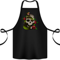 Snake Skull With Roses Tattoo Style Cotton Apron 100% Organic Black