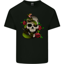 Snake Skull With Roses Tattoo Style Kids T-Shirt Childrens Black