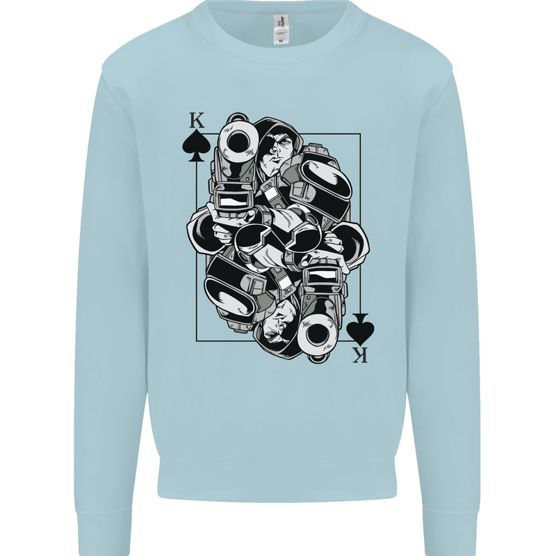 Sniper Card Military Army Special Forces Kids Sweatshirt Jumper Light Blue