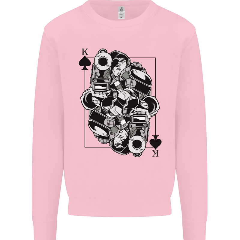 Sniper Card Military Army Special Forces Kids Sweatshirt Jumper Light Pink