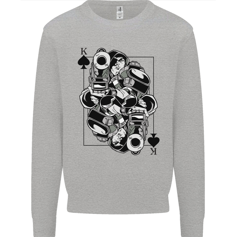 Sniper Card Military Army Special Forces Kids Sweatshirt Jumper Sports Grey