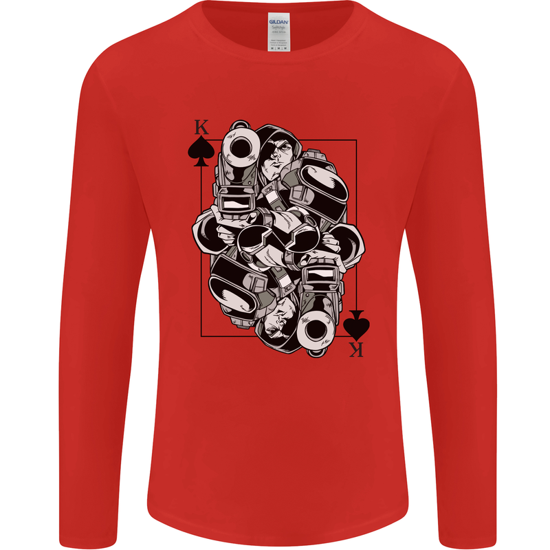 Sniper Card Military Army Special Forces Mens Long Sleeve T-Shirt Red