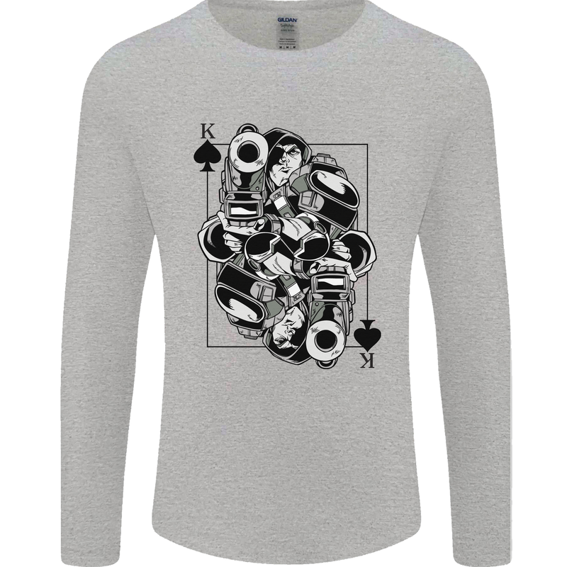 Sniper Card Military Army Special Forces Mens Long Sleeve T-Shirt Sports Grey