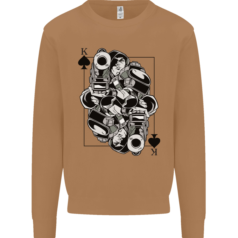 Sniper Card Military Army Special Forces Mens Sweatshirt Jumper Caramel Latte
