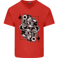Sniper Card Military Army Special Forces Mens V-Neck Cotton T-Shirt Red