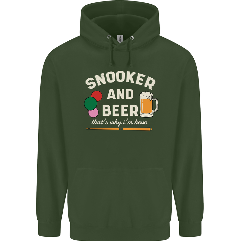 Snooker and Beer That's Why I'm Here Mens 80% Cotton Hoodie Forest Green