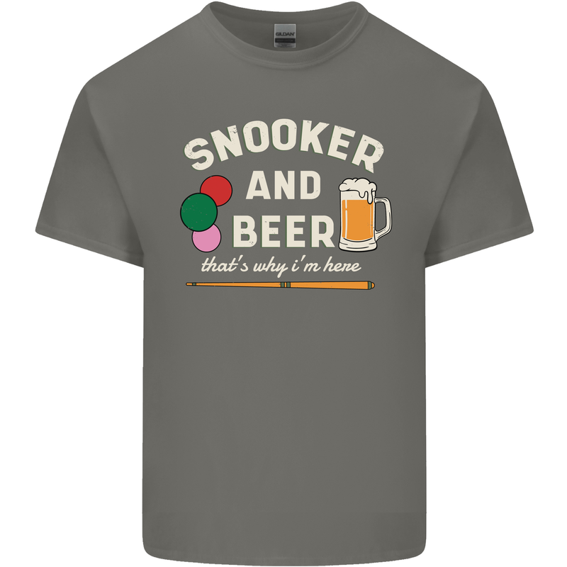 Snooker and Beer That's Why I'm Here Mens Cotton T-Shirt Tee Top Charcoal