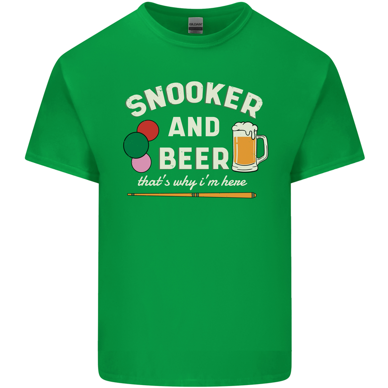 Snooker and Beer That's Why I'm Here Mens Cotton T-Shirt Tee Top Irish Green