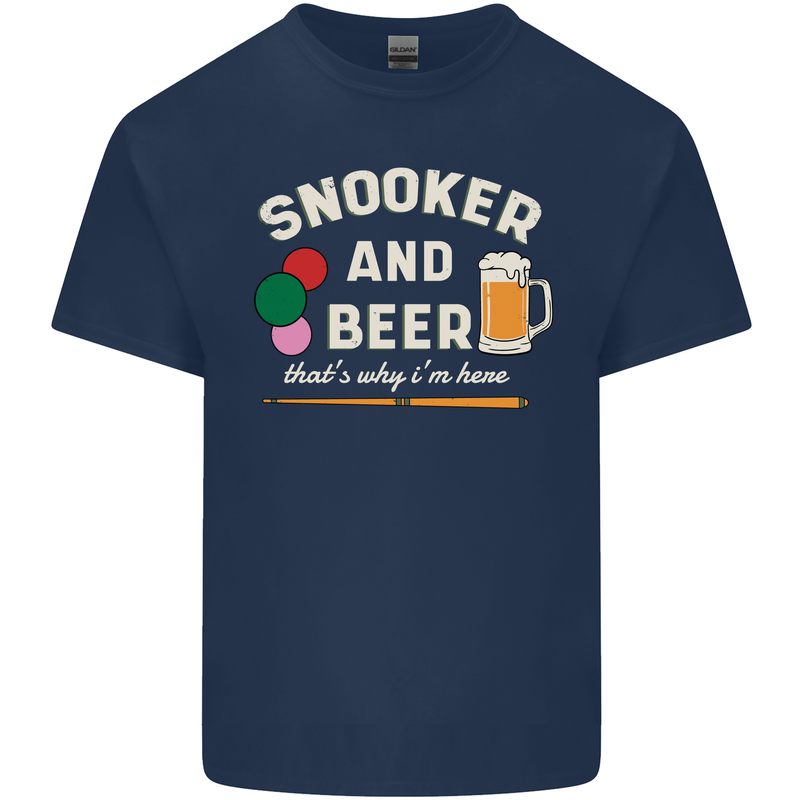 Snooker and Beer That's Why I'm Here Mens Cotton T-Shirt Tee Top Navy Blue