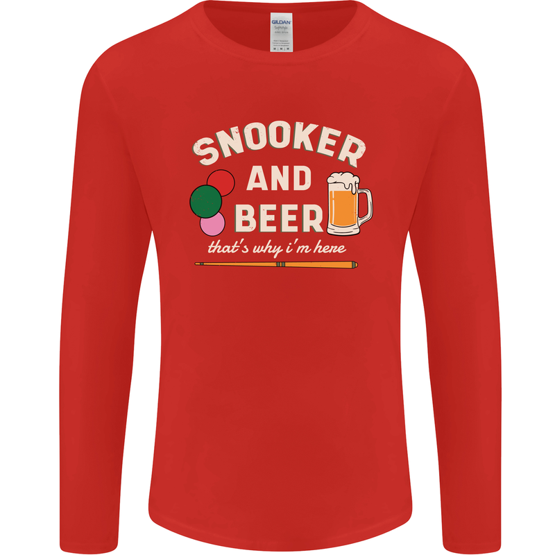 Snooker and Beer That's Why I'm Here Mens Long Sleeve T-Shirt Red