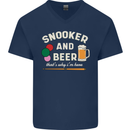 Snooker and Beer That's Why I'm Here Mens V-Neck Cotton T-Shirt Navy Blue
