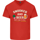 Snooker and Beer That's Why I'm Here Mens V-Neck Cotton T-Shirt Red