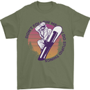 Snowboarding Dont Follow Me Funny Mens T-Shirt 100% Cotton Military Green
