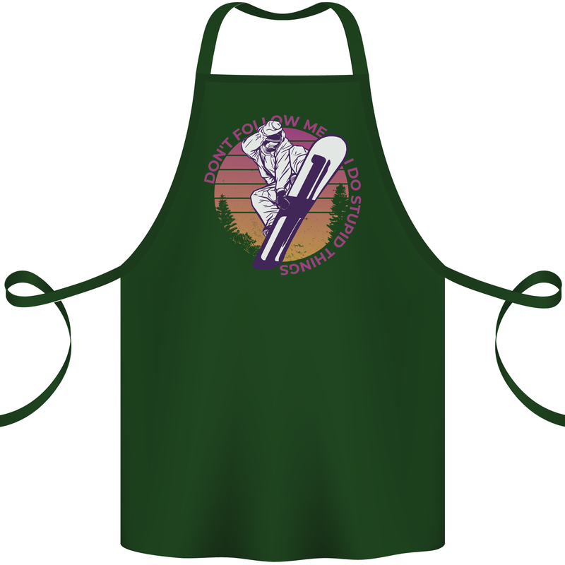 Snowboarding Funny Dont Follow Me Cotton Apron 100% Organic Forest Green