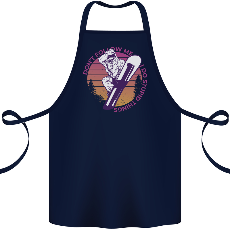 Snowboarding Funny Dont Follow Me Cotton Apron 100% Organic Navy Blue