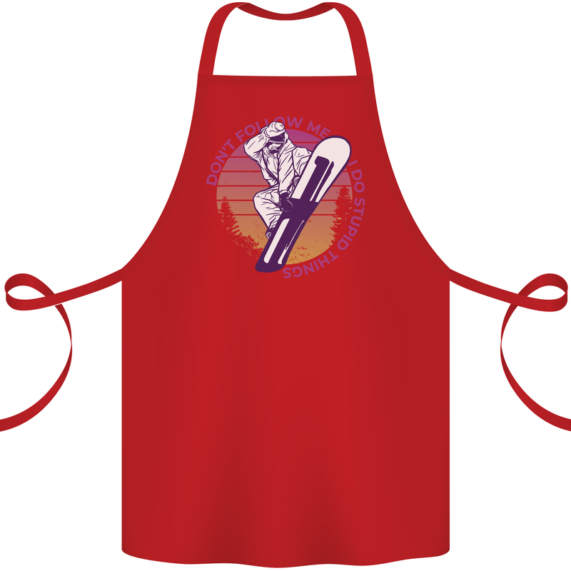 Snowboarding Funny Dont Follow Me Cotton Apron 100% Organic Red
