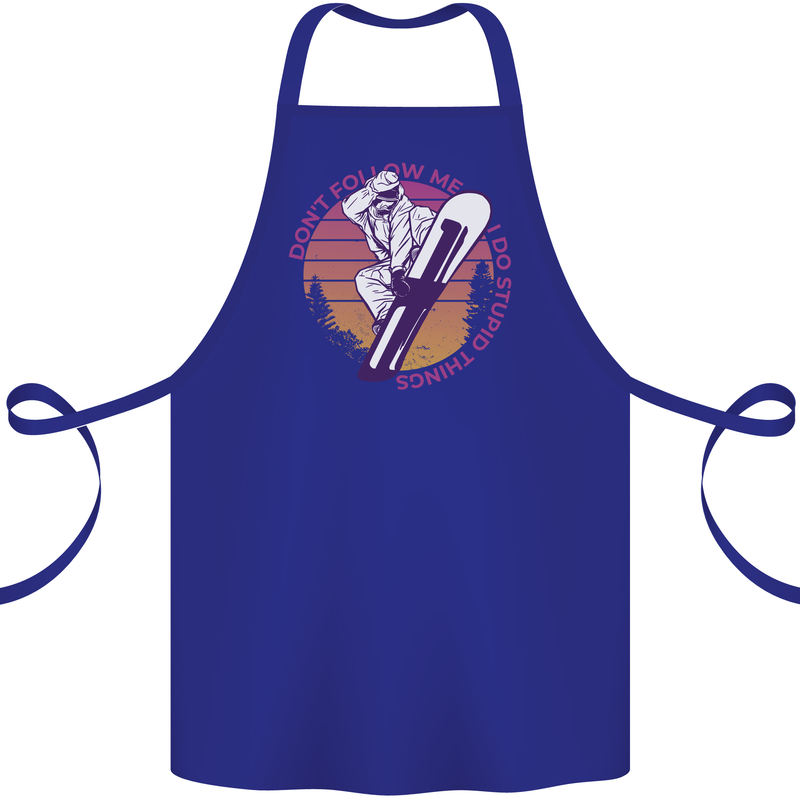 Snowboarding Funny Dont Follow Me Cotton Apron 100% Organic Royal Blue
