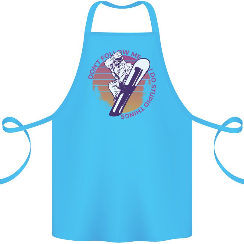 Snowboarding Funny Dont Follow Me Cotton Apron 100% Organic Turquoise