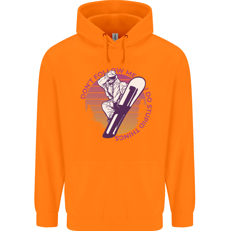 Snowboarding Funny Dont Follow Me Mens 80% Cotton Hoodie Orange